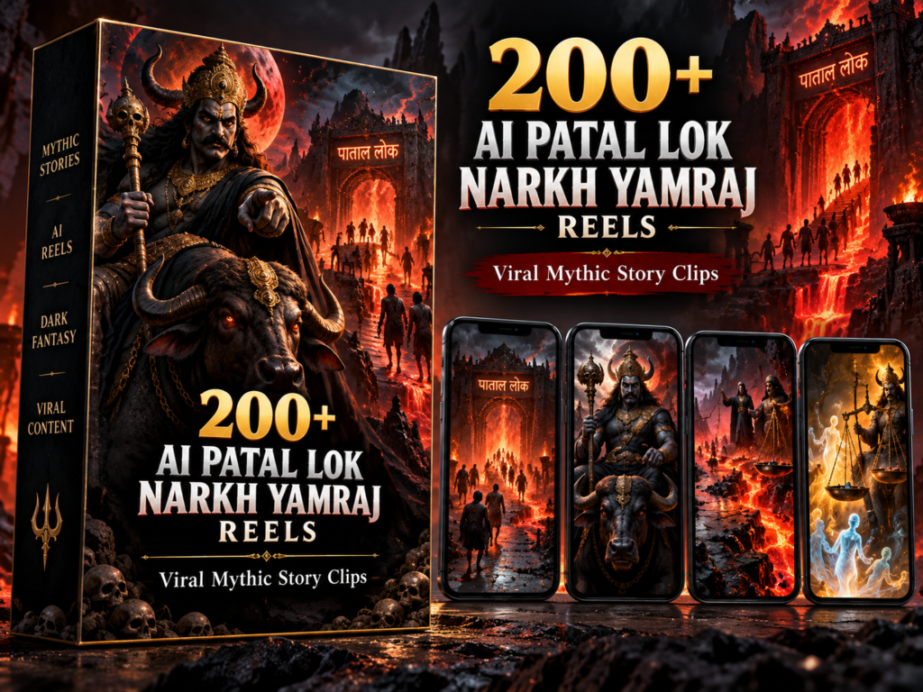 200+ AI Patal Lok Narkh Yamraj Reels – Yamraj-inspired underworld mythology, dark fantasy and Hindi story visuals - Reels Bundle
