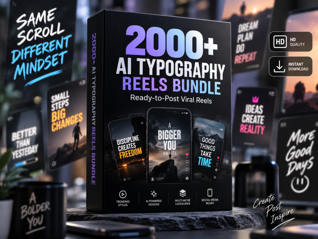 2000+ AI Typography Reels Bundle – Viral Text, Quotes & Kinetic Typography Videos