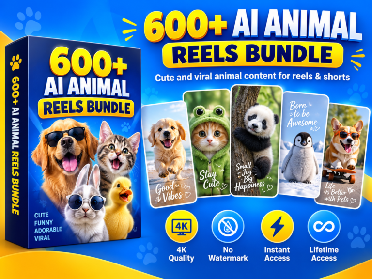 600+ AI Animal Reels Bundle – AI-generated animals, cute pet-style scenes and entertaining animal visuals