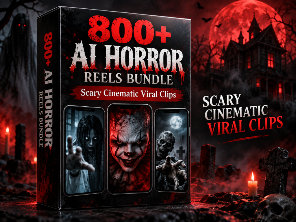 800+ AI Horror Reels Bundle – scary AI visuals, creepy characters and cinematic horror-story moments