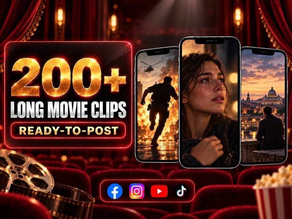 200+ Long Movie Clips Reels Bundle – cinematic movie scenes and story-driven entertainment clips