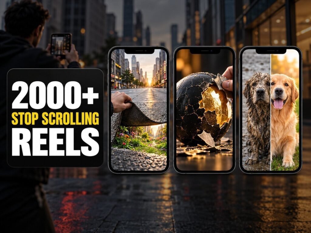 2000+ Stop Scrolling Reels Bundle – attention-grabbing short videos designed around strong visual hooks and unusual moments