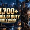 1,700+ Call of Duty Reels Bundle with metallic 3D title and a mobile video preview